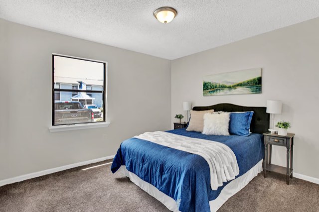 Bedroom with blue accents